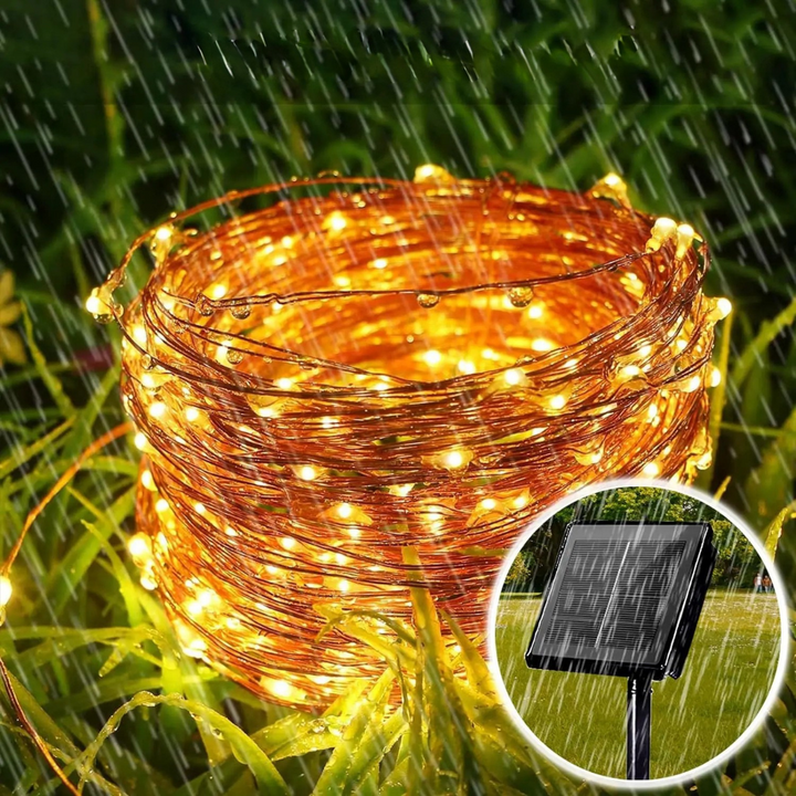 Umweltfreundliche 30m Solar Lichterkette, LED Outdoor Beleuchtung & Gartendekoration, wetterfest.