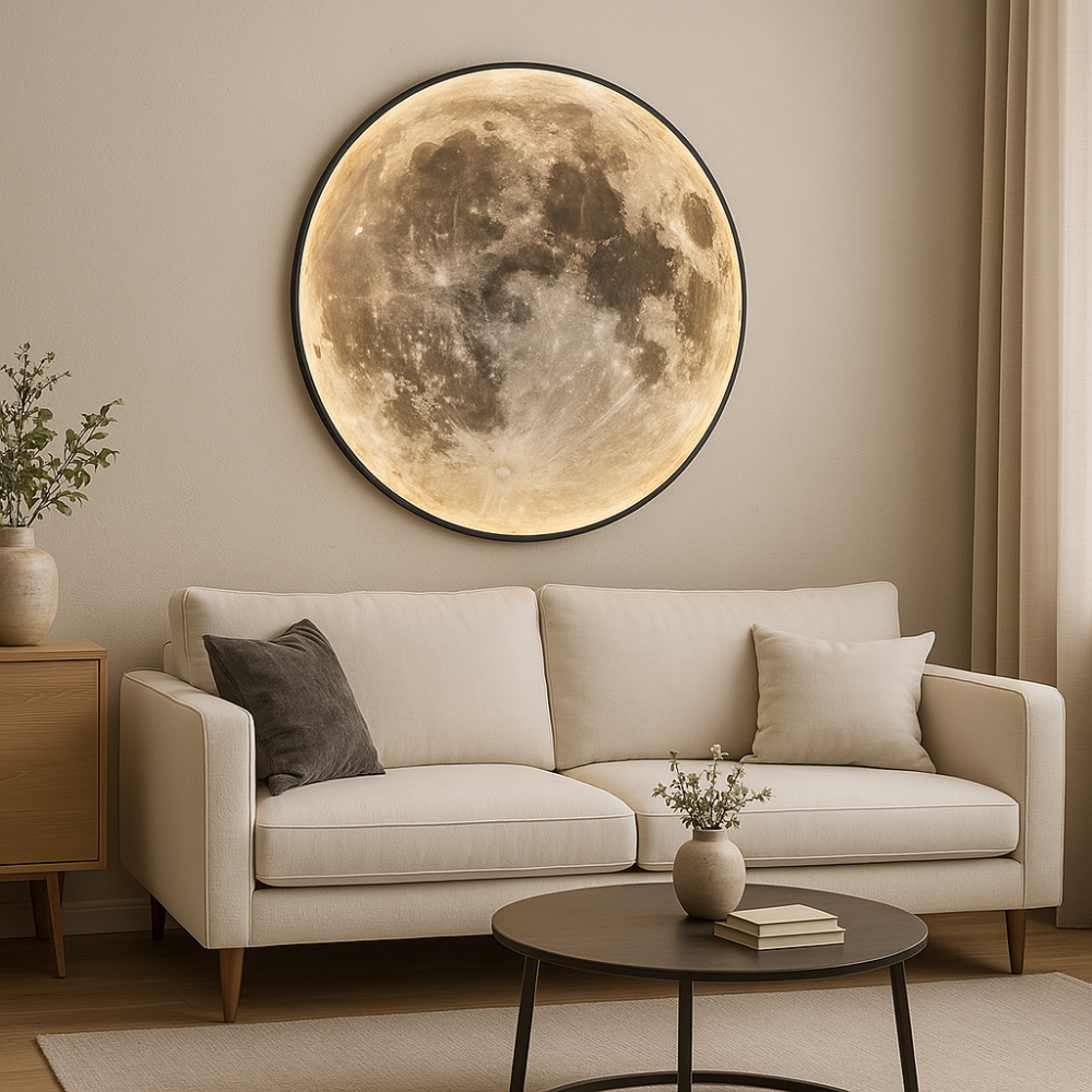 Magische 3D-Mondlampe mit dimmbarem LED-Licht, perfekt für stimmungsvolle Ambientebeleuchtung.