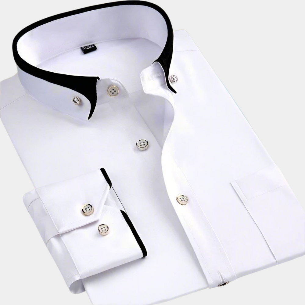 Elegantes Herrenhemd, tailliert geschnitten, mit stilvollem Kontrastkragen. Perfekt für Büro & Smart Casual.
