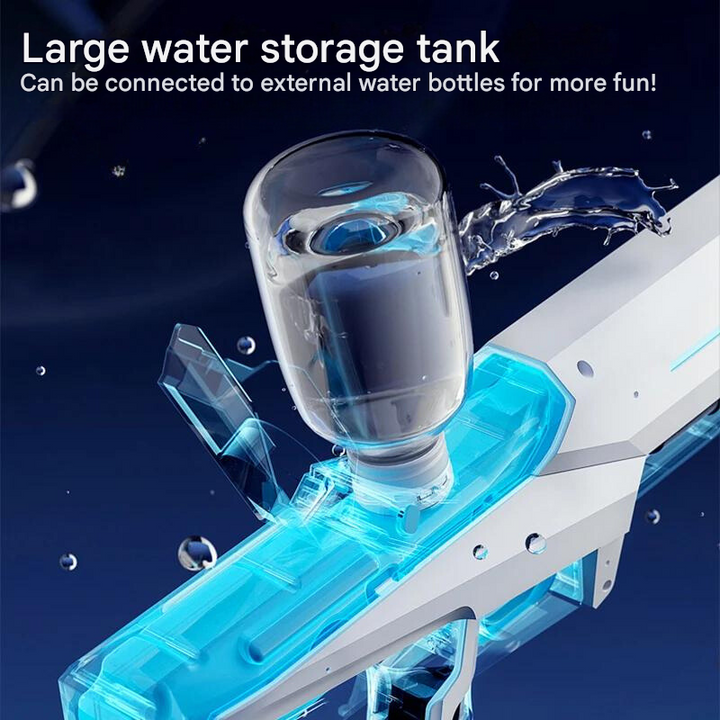 Detaillansicht der automatischen Wasserpistole, ideal für Kinder & Erwachsene für langanhaltenden Sommerspaß.