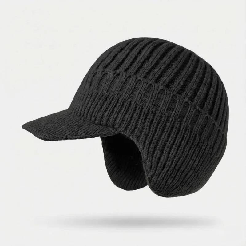 Gebrochene weiße Thermomütze mit Ohrenklappen, winddicht, ideal als Winter-Accessoire für Damen & Herren.