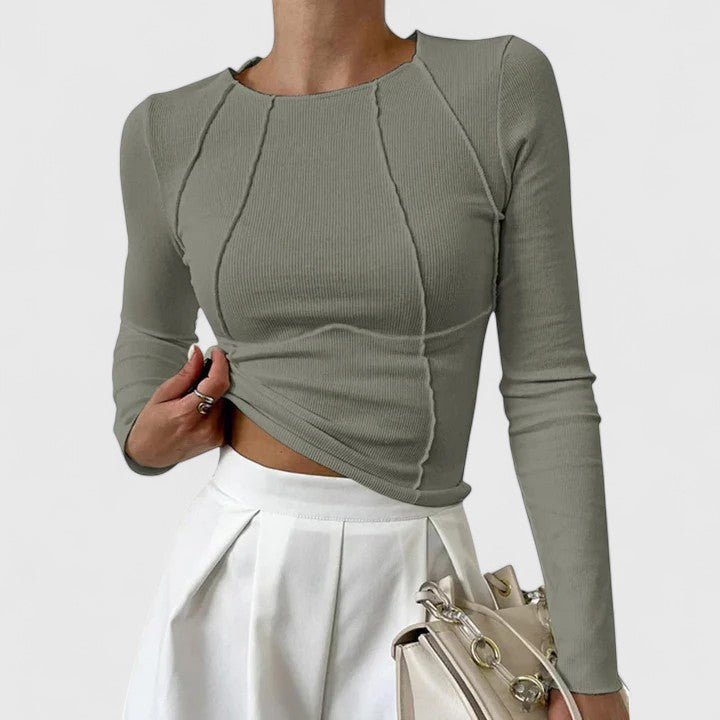 Damen Langarmshirt: figurbetont, Rundhals. Pflegeleichtes, vielseitiges Oberteil. Perfekt für elegante Büro-Looks.