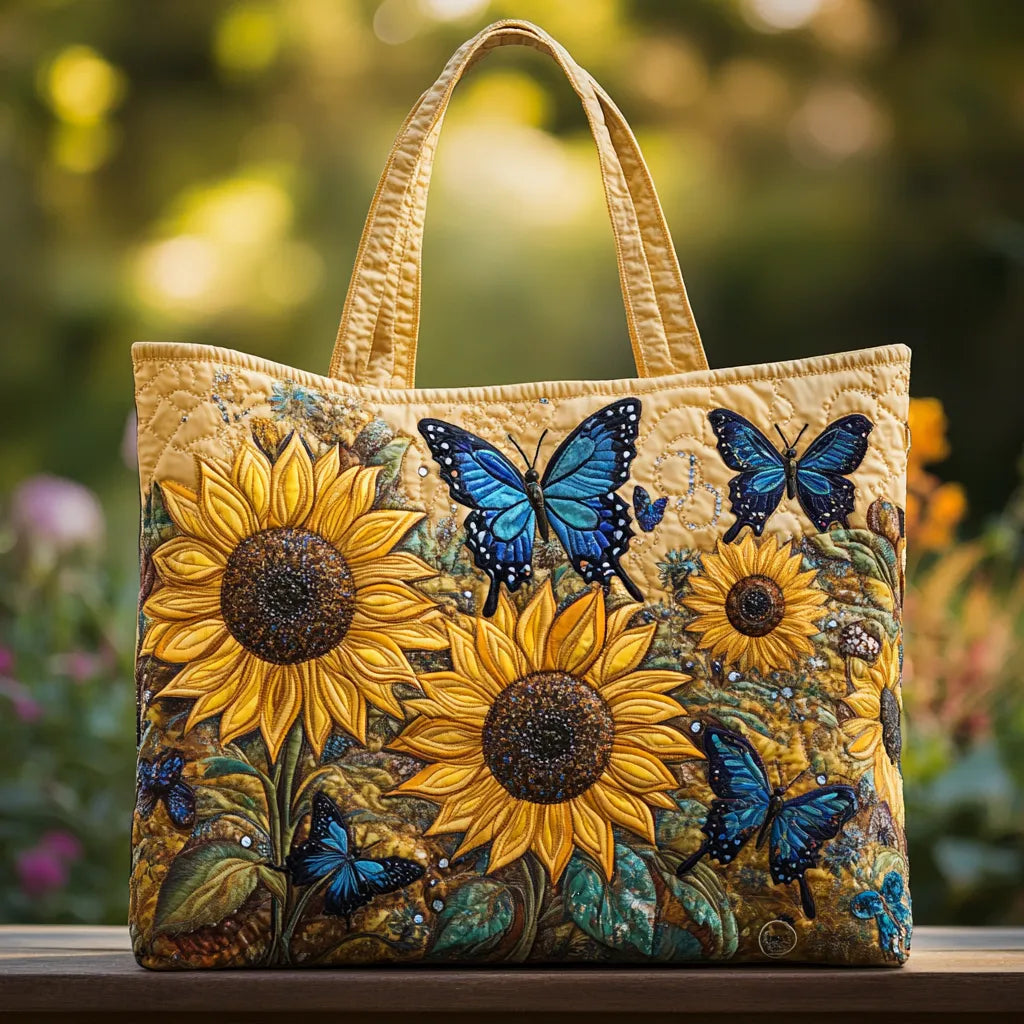 Handgefertigte, modische Sonnenblumentasche für Damen, geräumige Stofftasche als Umhängetasche für Alltag, Frühling & Sommer.
