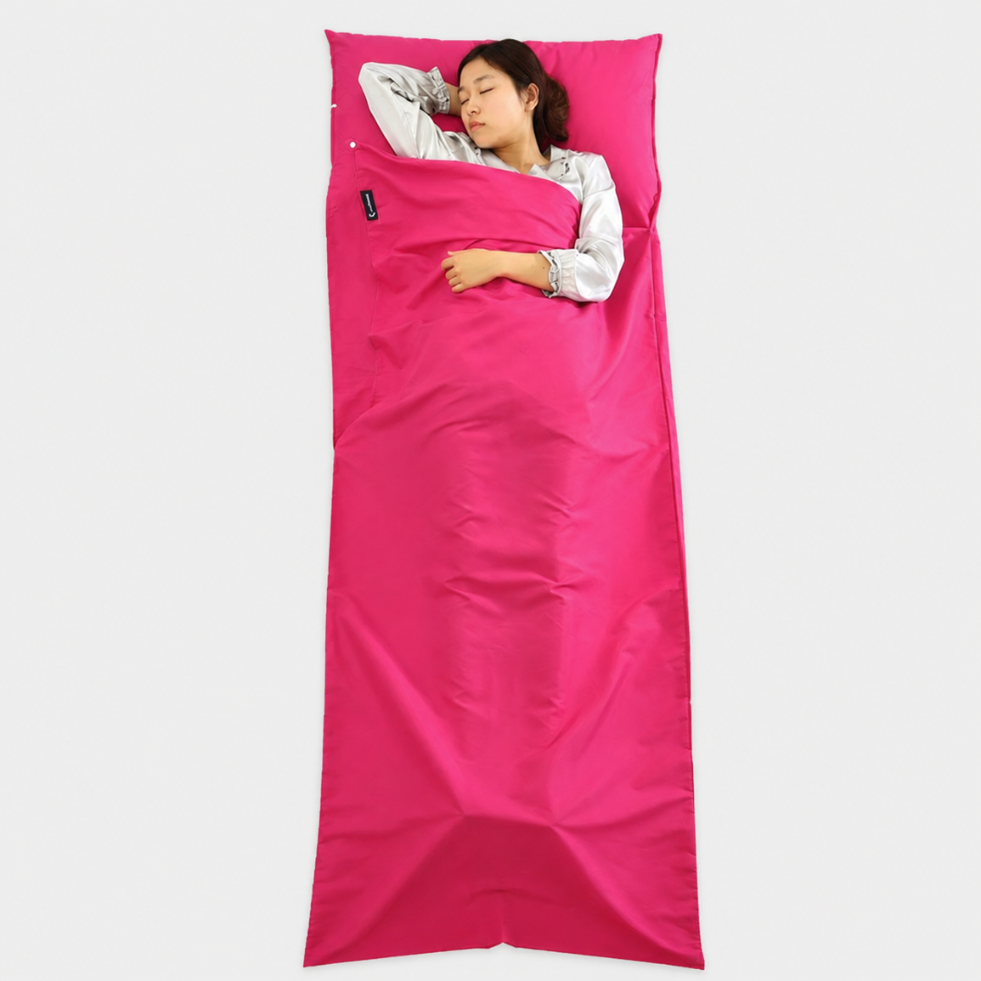 Weiches Baumwoll Reise-Schlafsack-Inlett in Farbe, bietet Komfort & Hygiene. Ideal für Outdoor, Camping & Wandern.