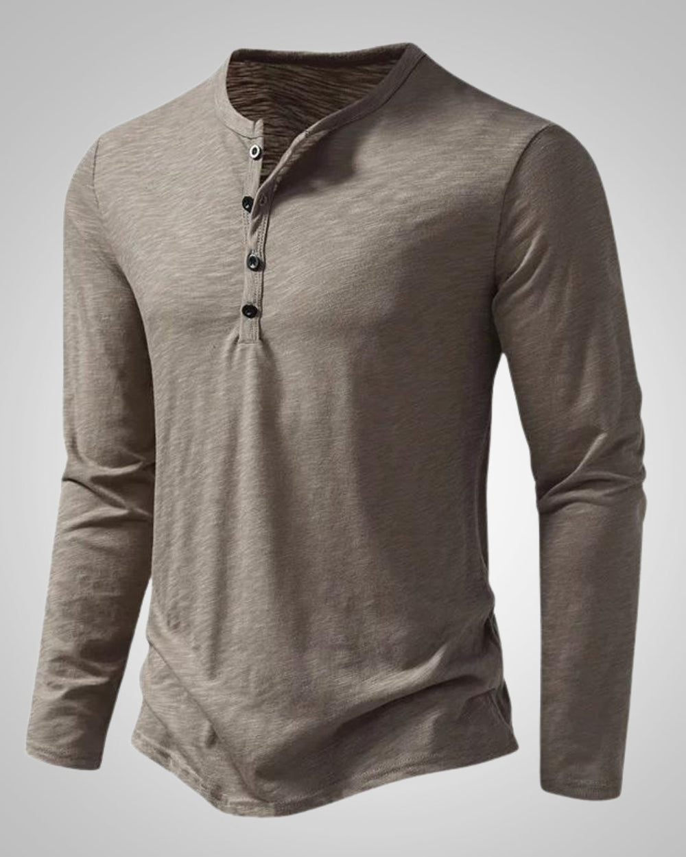 Schickes Herren Henley Langarm Shirt in Slim Fit. Modernes Basic Oberteil für Freizeitmode.