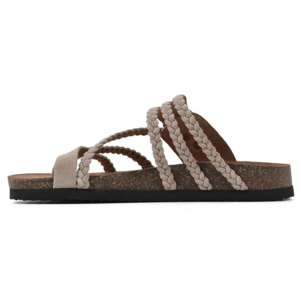 Moderne Damen Komfort Sandalen mit weichem Fussbett und flexiblen, verstellbaren Riemen, ideal für Spaziergänge.