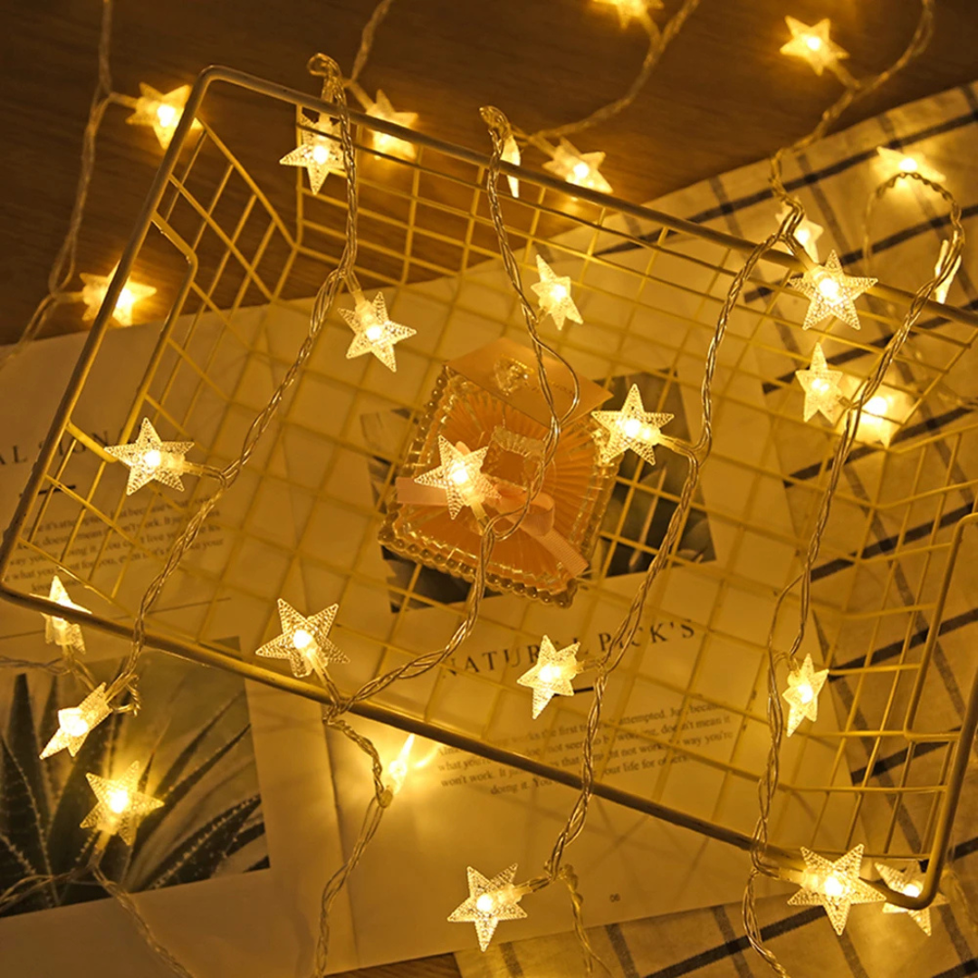 Magische Sternen Lichterkette warmweiß für Weihnachtsdeko, Partyambiente und stimmungsvolle Gartenbeleuchtung.