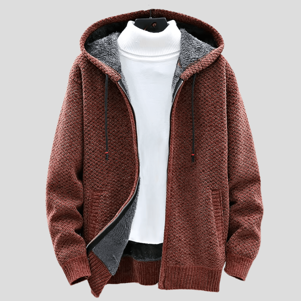 Praktischer Herren Strick-Hoodie für den Alltag, komfortabler Kapuzenpullover. Vielseitige Herren Mode.