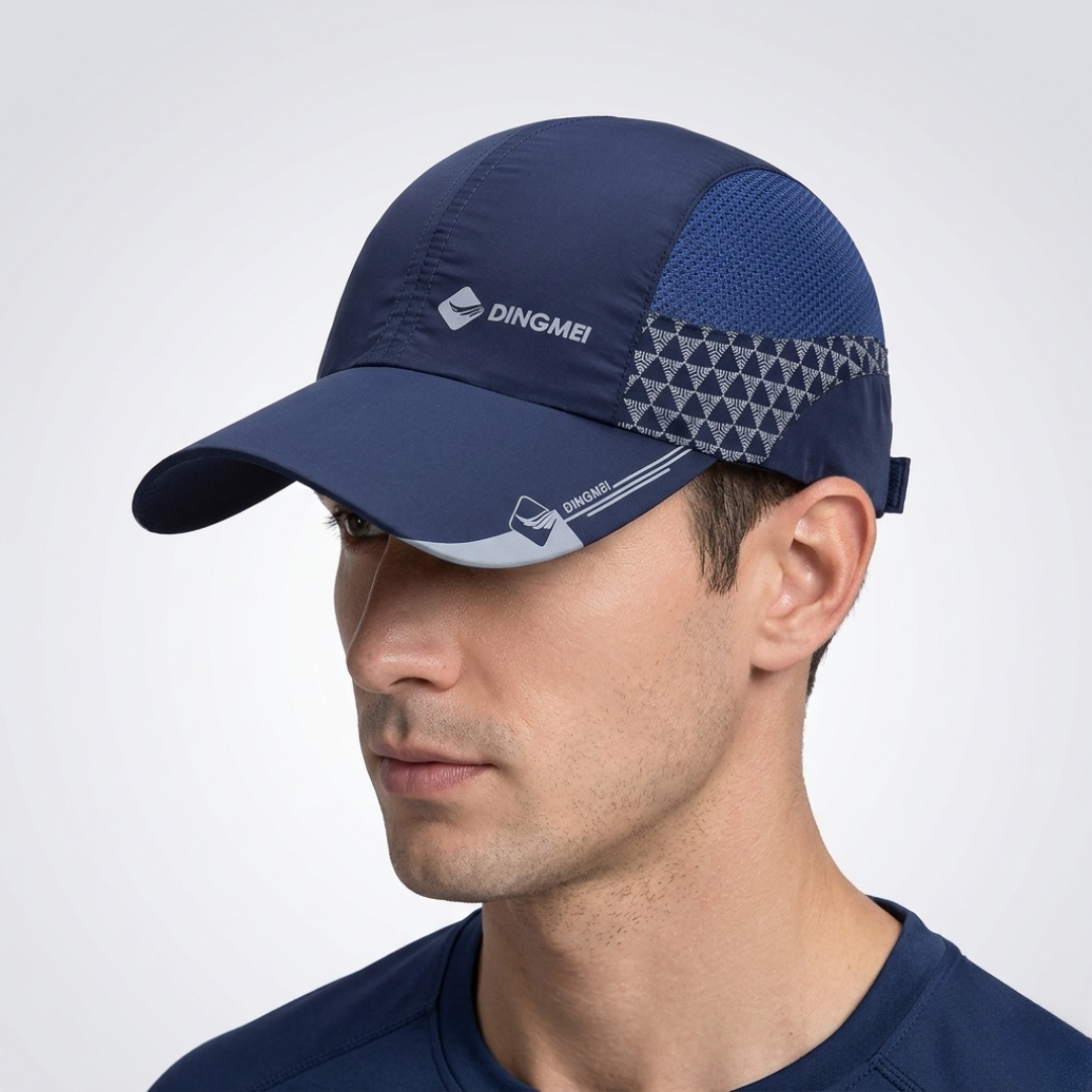 Graue Herren Baseballkappe mit Klettverschluss, atmungsaktiv, für Sport, Reisen und Alltag.