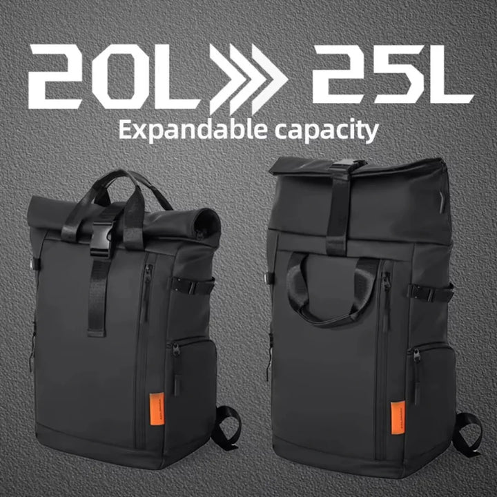 Stilvoller Laptop-Rucksack (Roll-up) für sicheren Transport, ideal für Pendler und urbanes Leben.