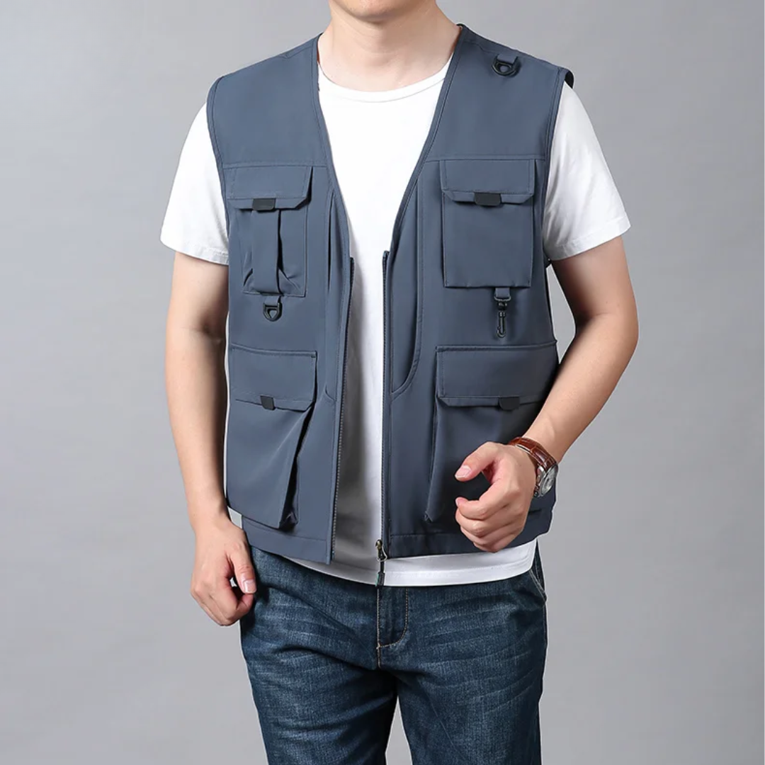 Coole Herren Freizeitweste im Fracht-Stil, Multitaschen, ideal für Urban & Outdoor-Looks.