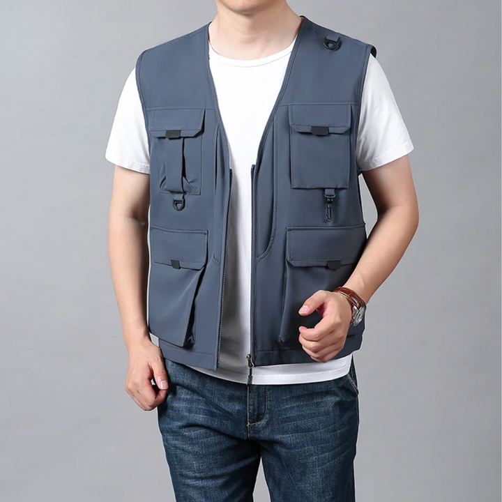 Coole Herren Freizeitweste im Fracht-Stil, Multitaschen, ideal für Urban & Outdoor-Looks.