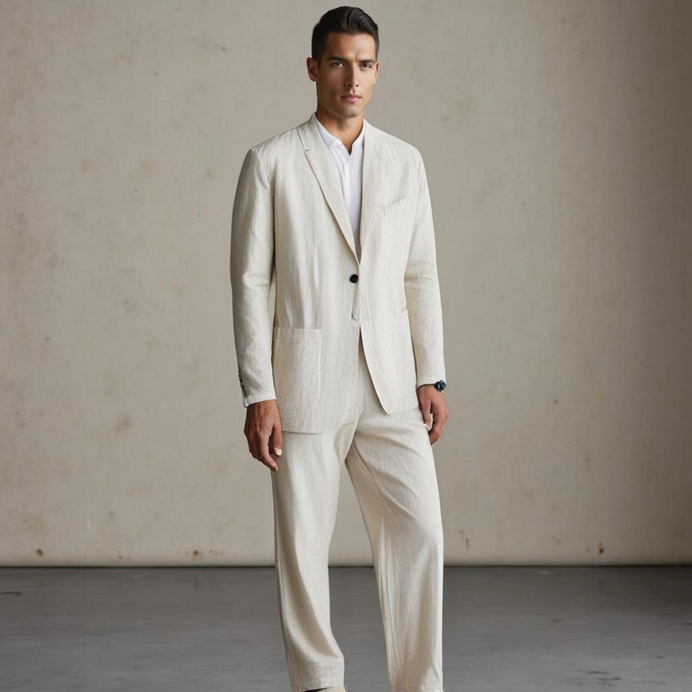 Stilvolles Business Anzug Set: Moderner Herren Zweiteiler mit Sakko & Hose, perfekt für Büro und elegante Events.