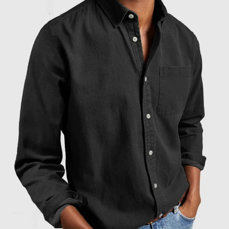 Bequemes Herren Langarm Jeanshemd aus Denim, ideal als Freizeit Hemd und für Alltagsmode.