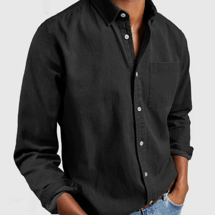 Bequemes Herren Langarm Jeanshemd aus Denim, ideal als Freizeit Hemd und für Alltagsmode.