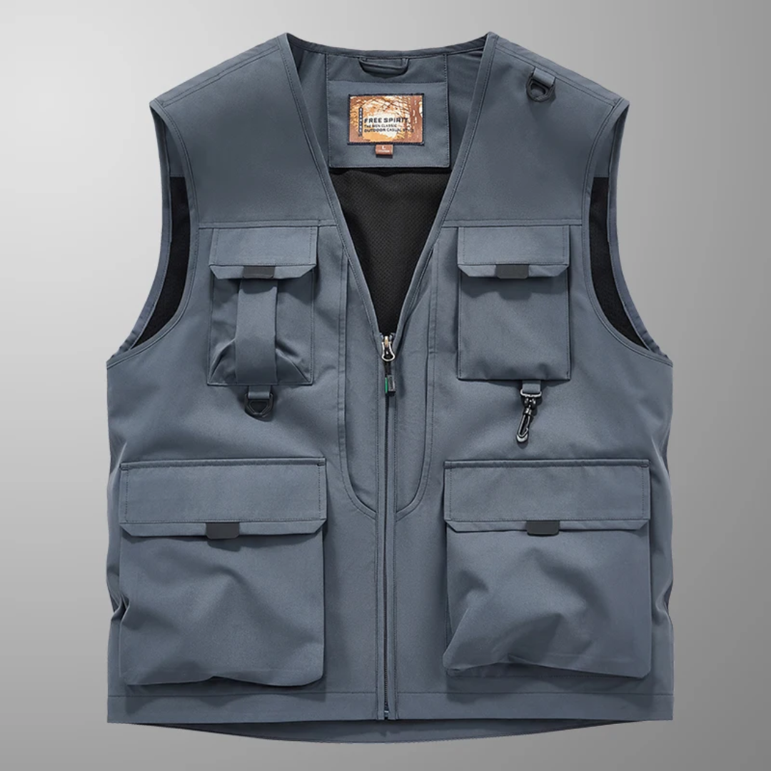 Atmungsaktive Herren Weste, Multitaschen, perfekt für Outdoor, Freizeit, Wanderungen & Angeln.