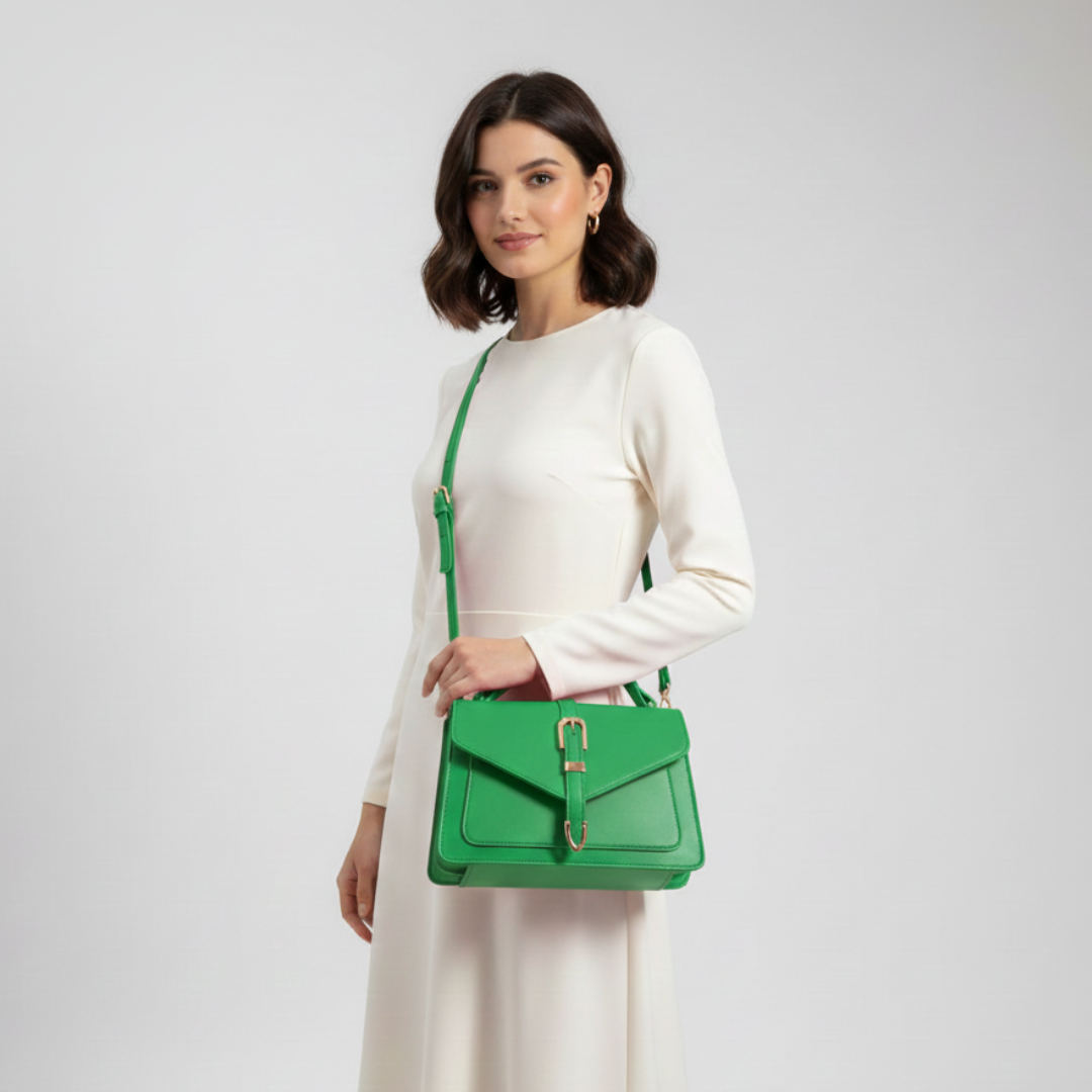 Elegante Damen Umhängetasche aus PU-Leder, minimalistisch und alltagstauglich, verstellbarer Riemen.