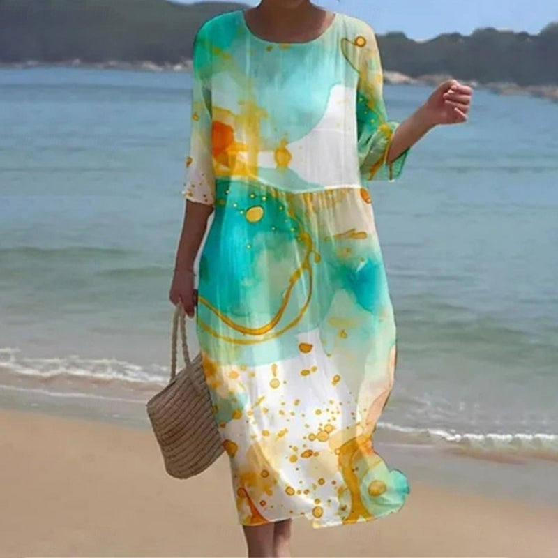Bequemes, luftiges Damen Sommerkleid mit floralem Muster. Ideal als Freizeit- oder Urlaubskleid, feminines Design.