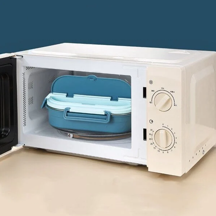 BPA-freie Edelstahl Lunchbox mit Fächern für Schule, Büro; robust & leicht zu reinigen.