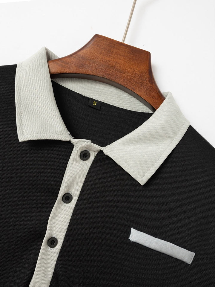 Hochwertiges Herrenpolo mit Langarm, Kontrastkragen und Knopfleiste, optimal für einen smarten Look im Alltag.