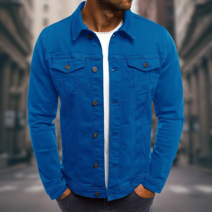 Trendige blaue Herrenjacke, bequeme Jeansjacke für Herren, stylisch & robust, in Größen S bis 5XL.