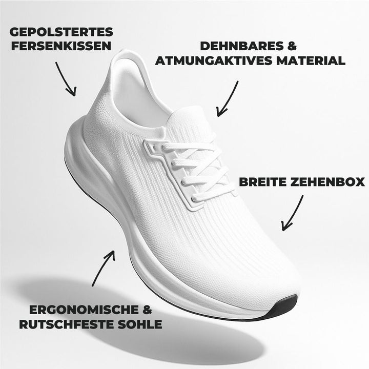 Weiße orthopädische Damen Sneaker, Memory Schaum für maximalen Komfort.