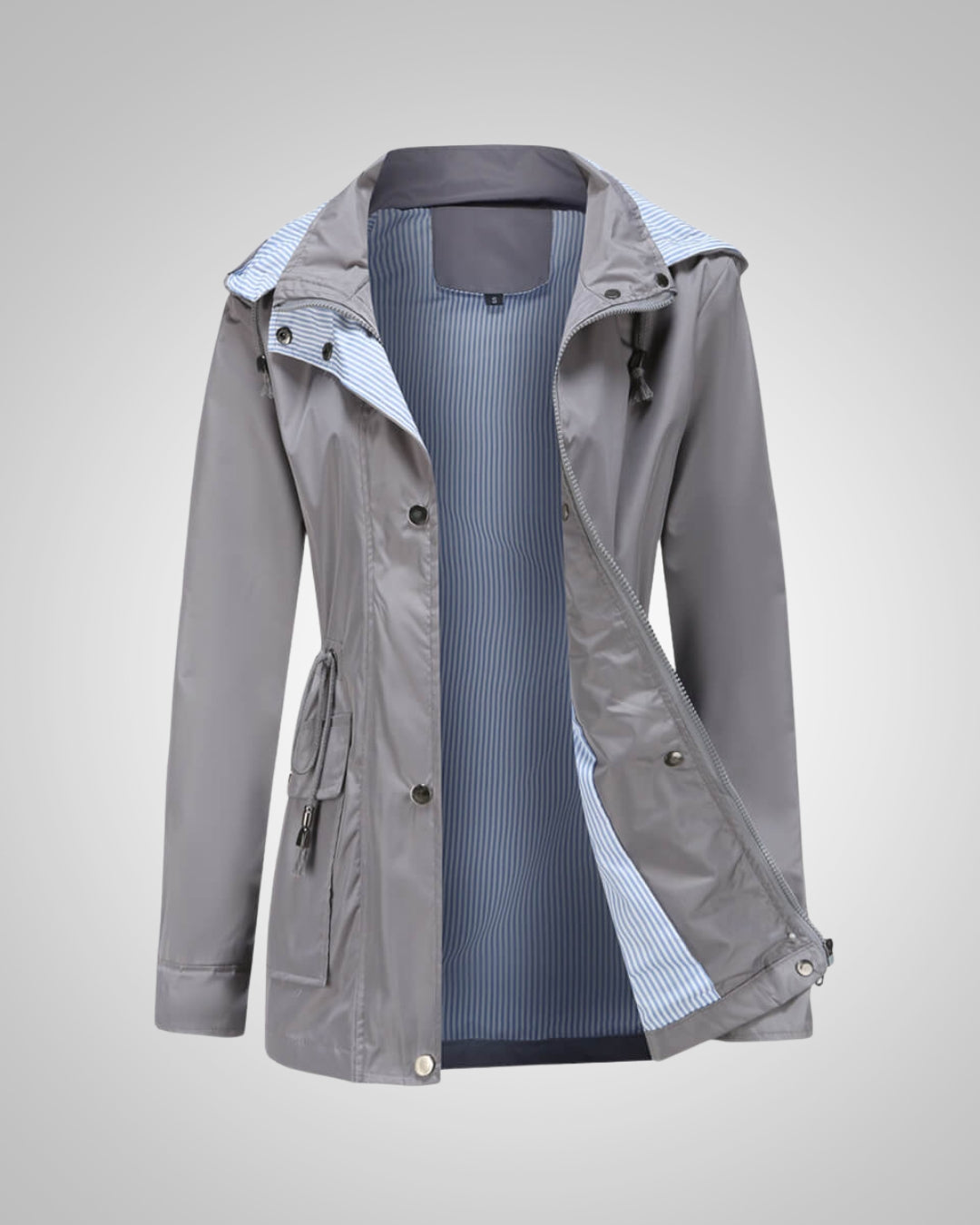 Wasserabweisende Damen Regenjacke mit verstellbarer Kapuze & Kordelzug, Schutz vor Nässe.