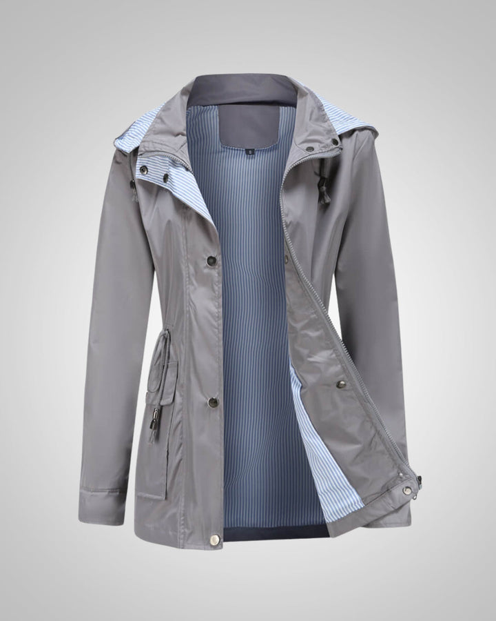 Wasserabweisende Damen Regenjacke mit verstellbarer Kapuze & Kordelzug, Schutz vor Nässe.