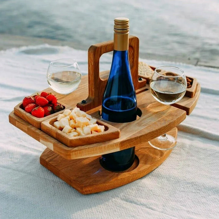 Faltbarer Weintisch "WineNest" für Picknick & Outdoor, tragbar für Garten, Balkon, Camping.
