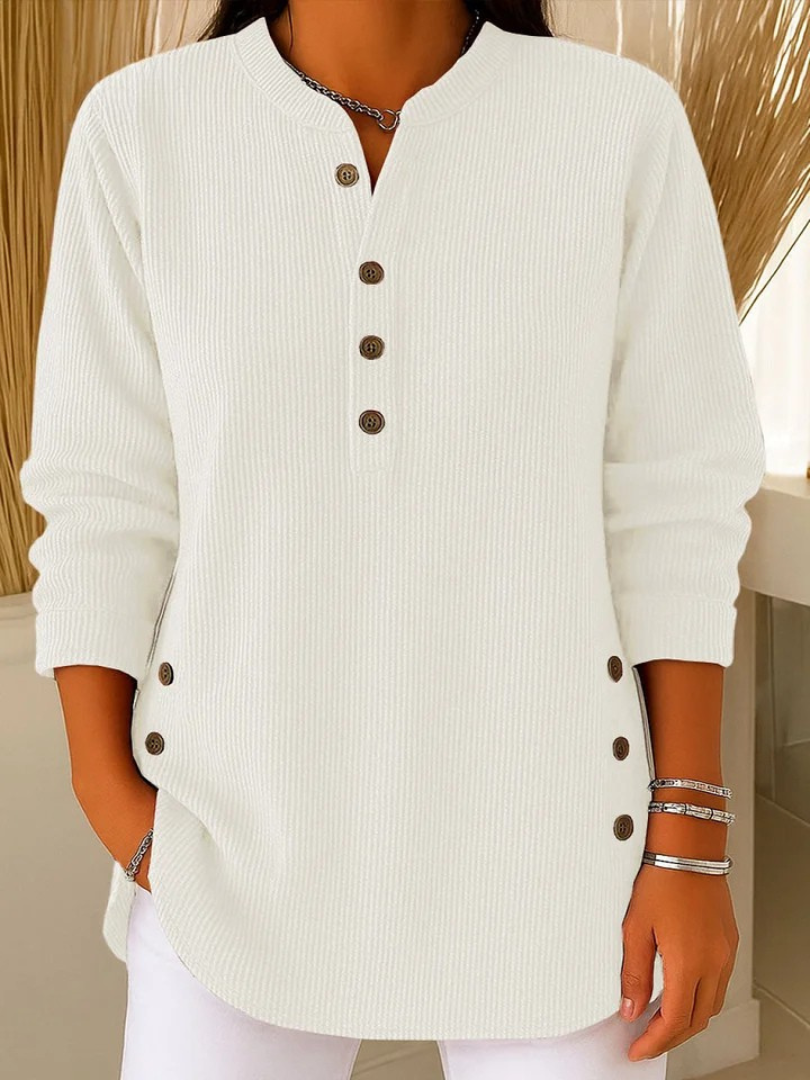 Damen Tunika Langarm, locker & bequem, mit stilvoller Knopfleiste. Ideales Oberteil für einen entspannten Look.