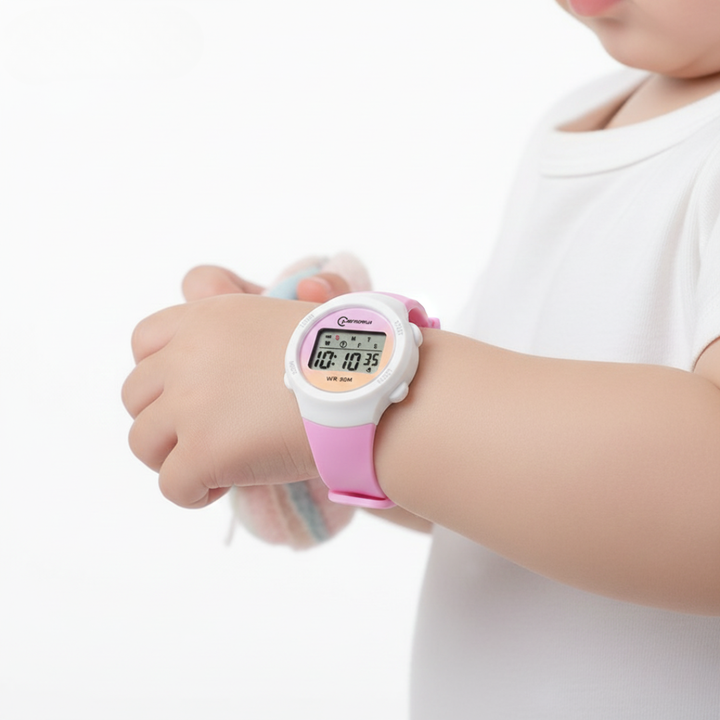 Digitale Kinder-Sportuhr in Schwarz, wasserdicht, robust, unisex Design für alle Kinder, sehr haltbar.