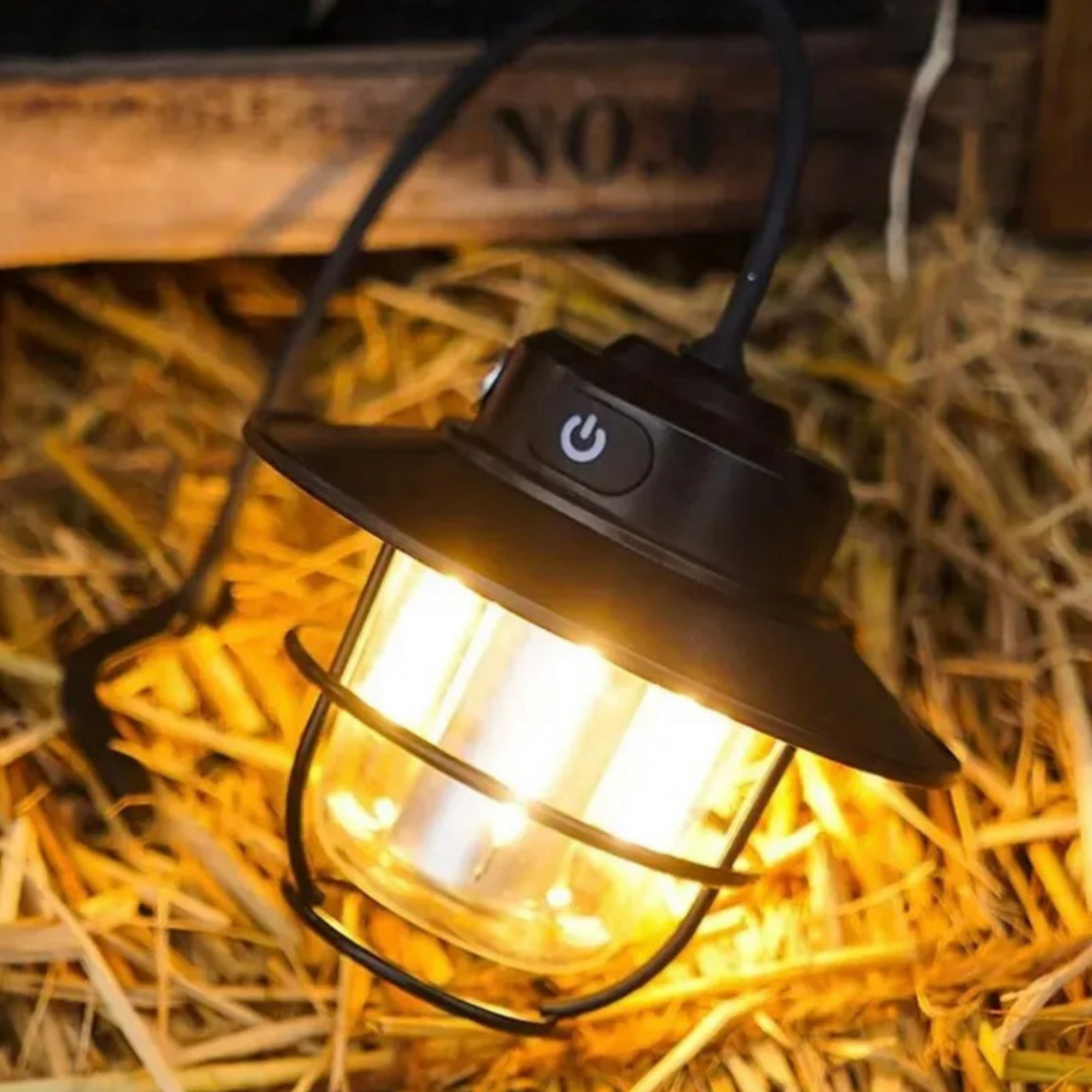 Tragbare LED Outdoor Laterne, Retro-Design, ideal als Notlicht, Gartenbeleuchtung oder Wanderzubehör.