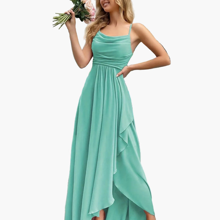 Festliches Damenkleid, Fit & Flare Schnitt, lange Form, für Sommerfeste.