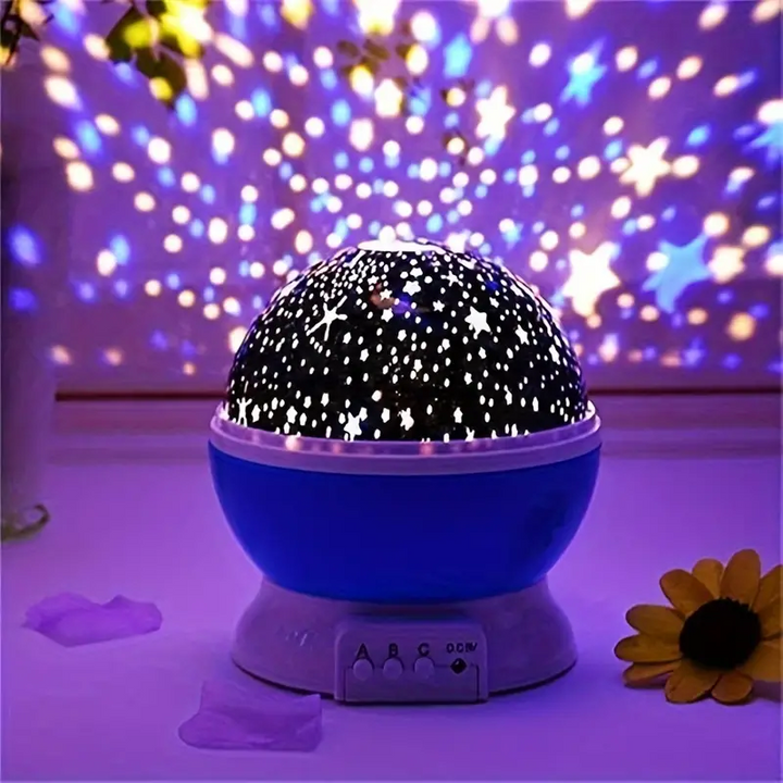 Stylischer USB Sternenhimmel Projektor als Nachtlicht für Kinder, schafft eine zauberhafte Atmosphäre.