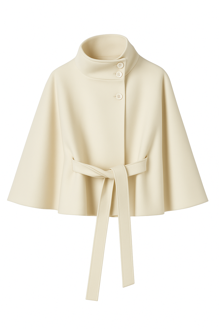 Schicker Damen Cape-Mantel, Herbstmode, vielseitige Übergangsjacke mit Taillengürtel für Frauen.