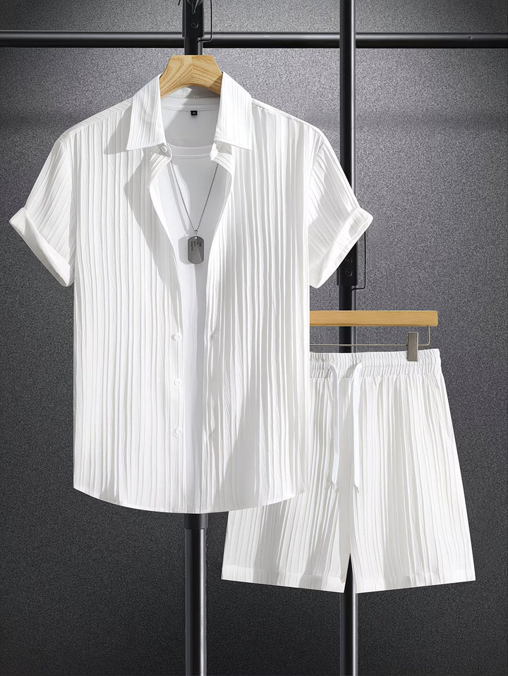 Herren Sommer Freizeit Set mit Kurzarmhemd & Shorts für entspannte Tage & Urlaub am Strand.