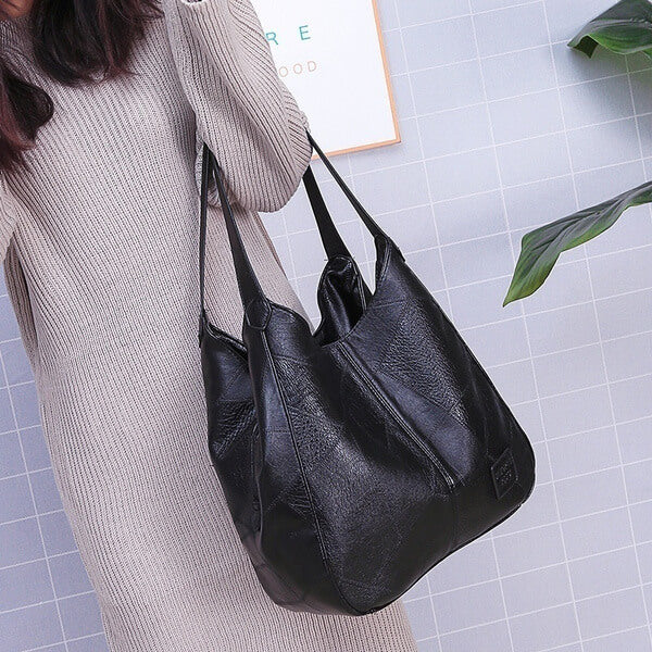 Stilvolle Damen PU Schultertasche: geräumig, mit Reißverschluss, Fächern & Schnalle.