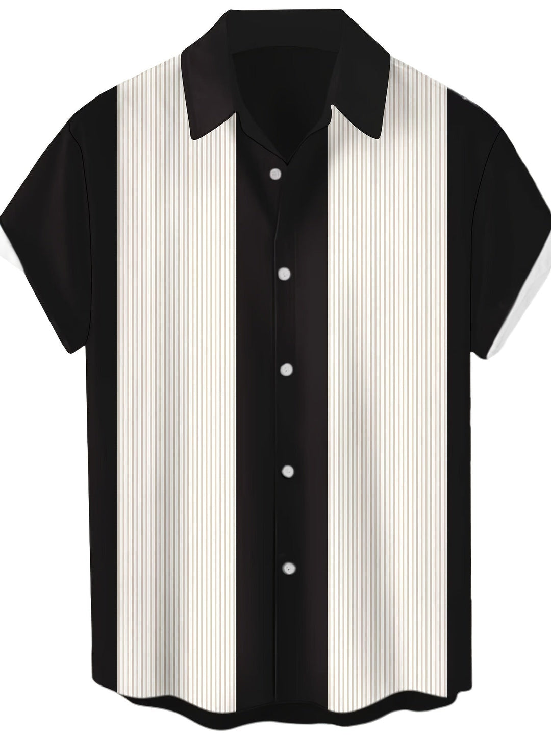 Elegantes Herren Retro-Bowlinghemd mit kurzen Ärmeln und Streifenmuster für sommerliche Freizeit.