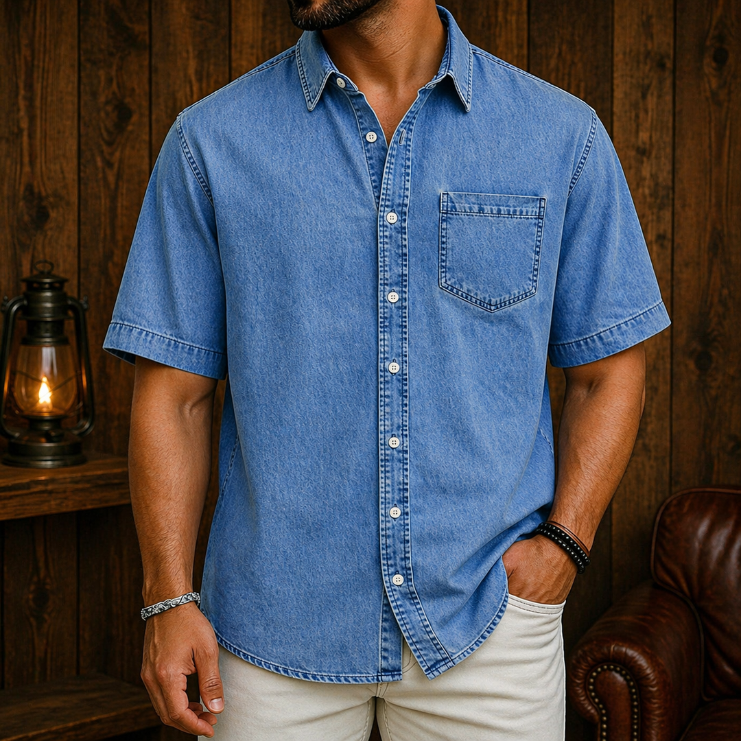 Vielseitiges Herren Kurzarmhemd mit Knopfleiste. Klassischer Look, bequemer Relaxed Fit für Alltag und Freizeit.