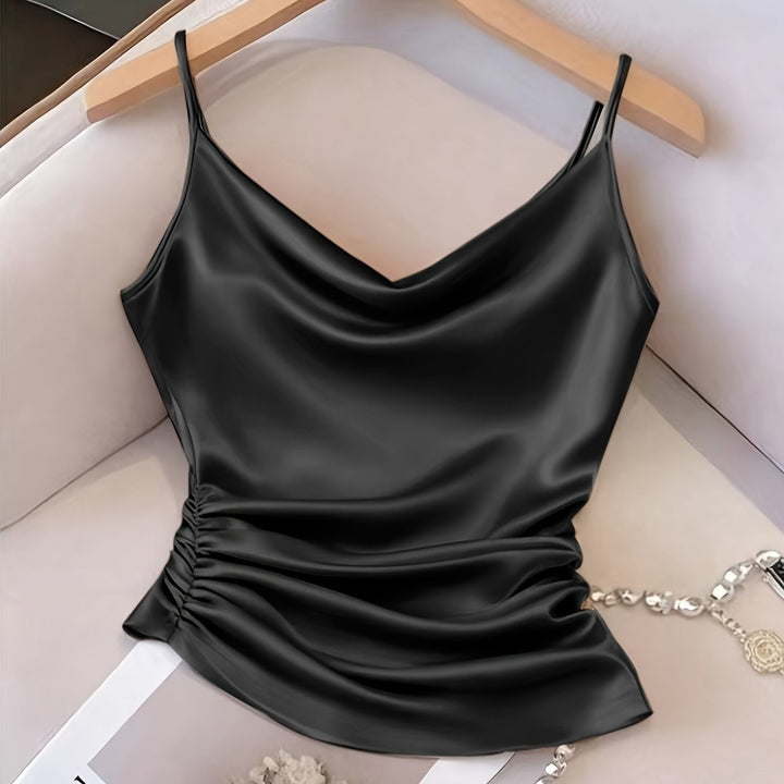 Bequemes & elegantes Damen Camisole mit Wasserfallausschnitt. Perfekt für Party & Abend im Frühling.