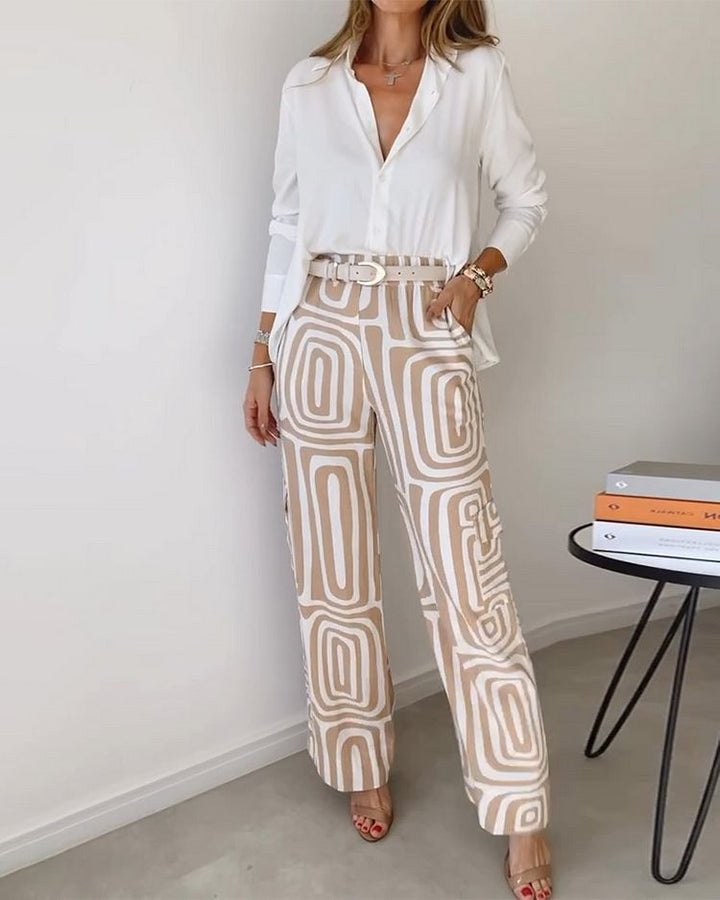 Eleganter Damen Zweiteiler, Loungewear Freizeitanzug für Frauen. Modisches Langarm-Set aus Viskose.