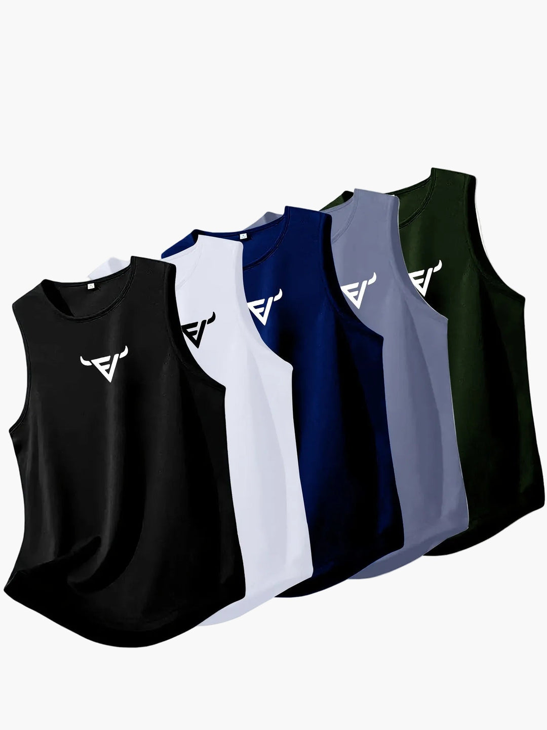 Herren Tanktop 5er-Pack, atmungsaktives Sportshirt für Fitness & Training, mehrfarbig & ärmellos.