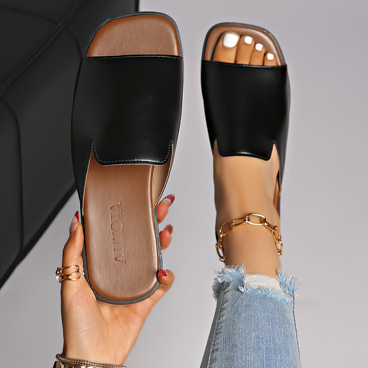 Bequeme Damensandalen mit offener Spitze. Minimalistische Slip-Ons für Freizeit & Alltag.
