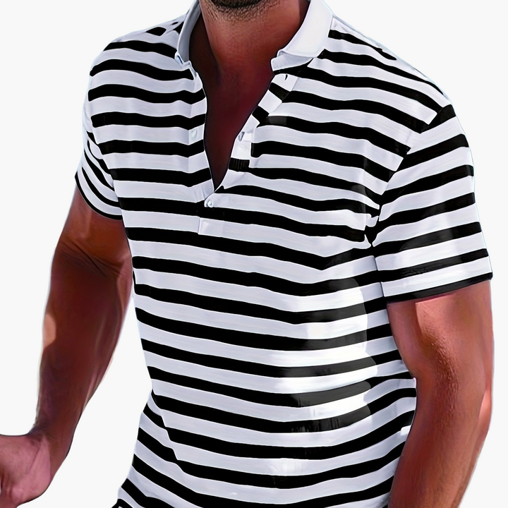 Casual Herren Poloshirt mit maritimen Streifen, bequeme Kurzarm-Mode für den Sommer.