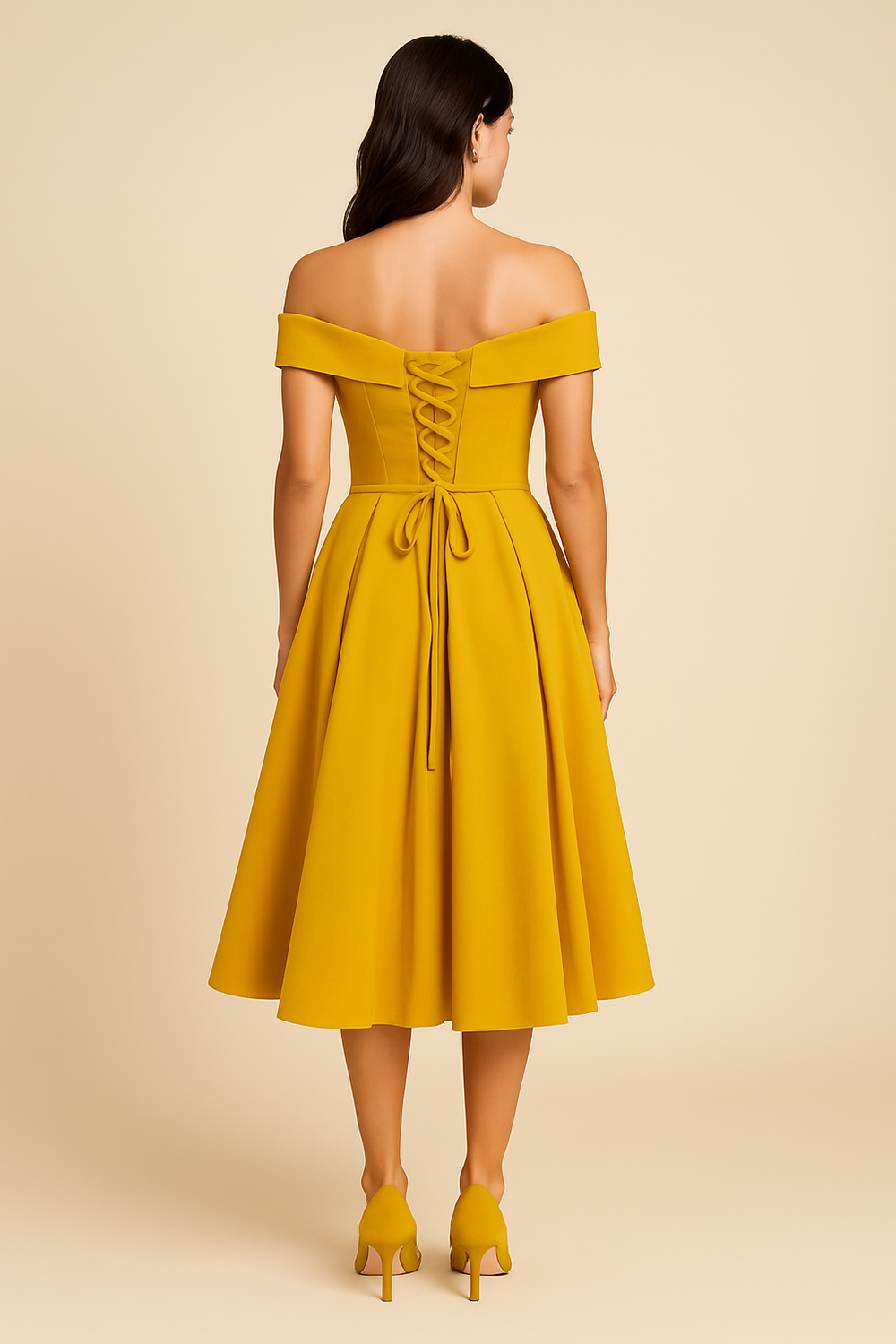 Schickes schulterfreies A-Linien Kleid für Damen, ideal für festliche Anlässe und Partys im Frühling/Sommer.