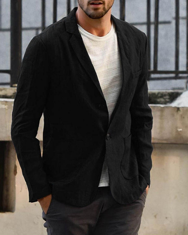 Modisches Herren Einreiher Sakko mit entspanntem Schnitt, ein vielseitiger Casual Blazer für Übergangszeiten.