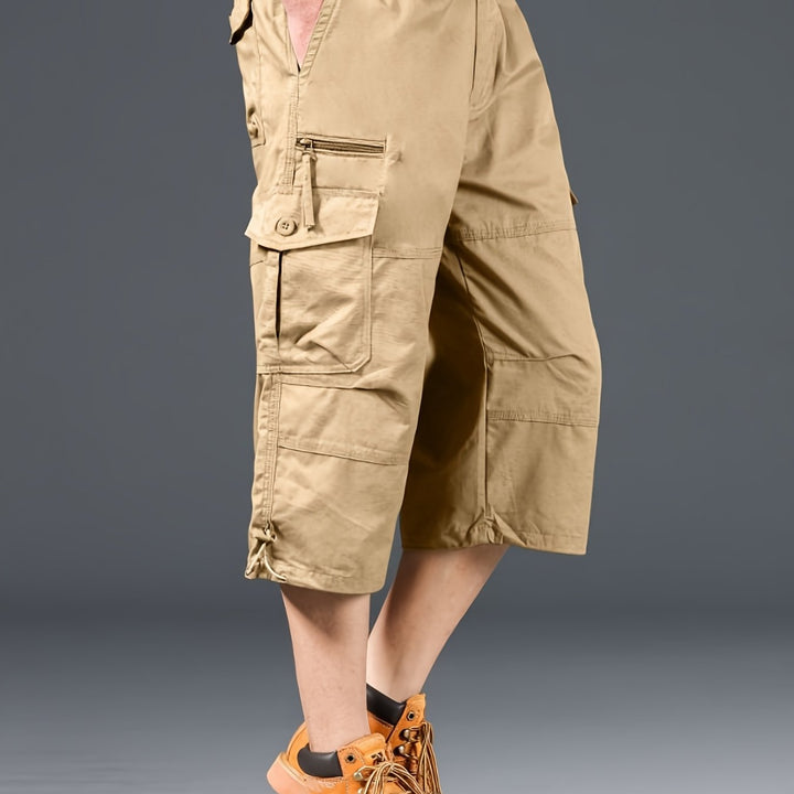 Vielseitige Herren Sommer-Cargoshorts, lang & strapazierfähig, perfekt für Camping, Reisen & aktive Freizeit.