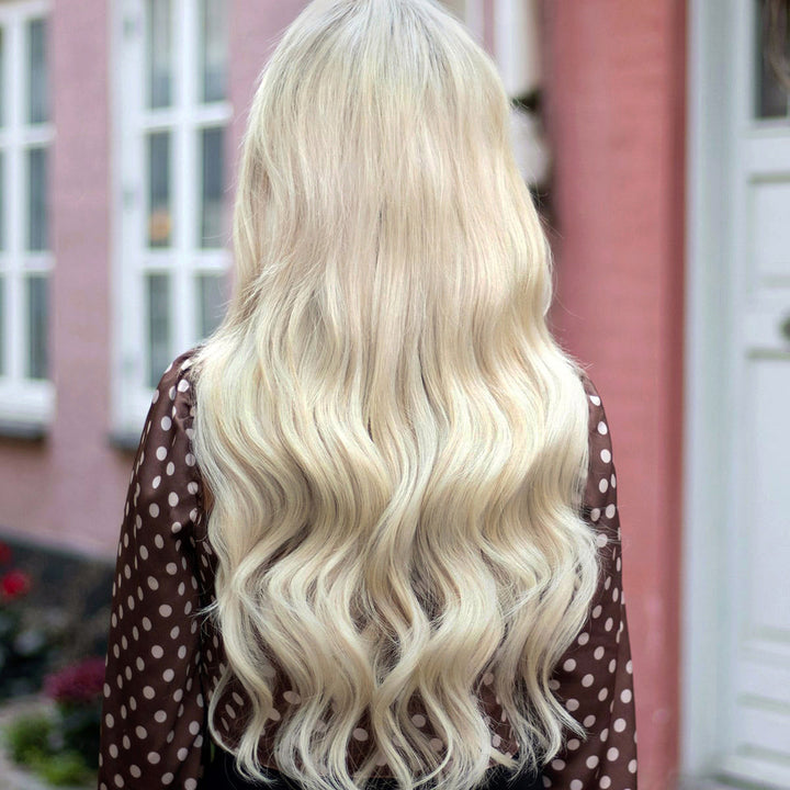 Sorella Clip-in Haarverlängerungs-Set in elegantem hellem Aschblond 60B Echthaar für Damen.