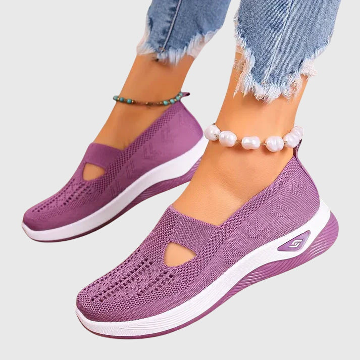 Grüne ergonomische Damen Gehschuhe für optimalen Komfort. Leichte, bequeme Sneaker für den Alltag.