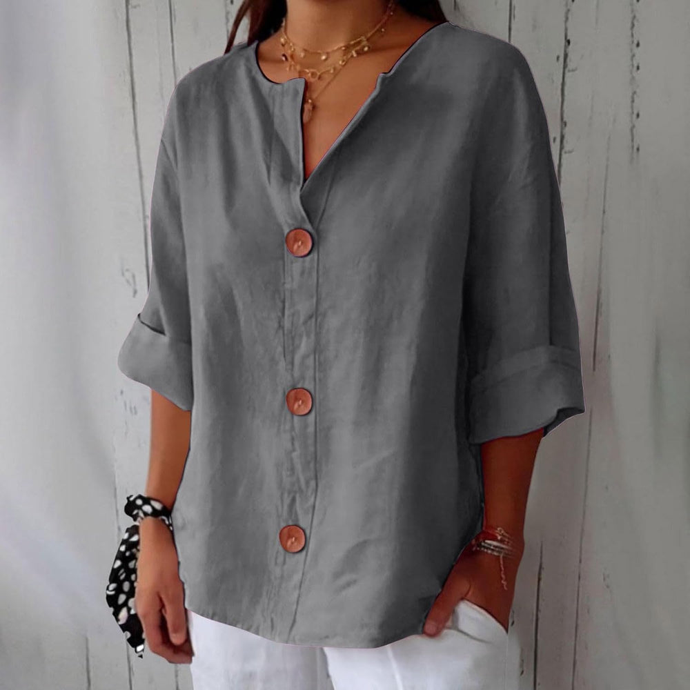 Leichte Sommerbluse für Damen mit weicher, lockerer Passform; bequemes Oberteil für Urlaub & Freizeit.